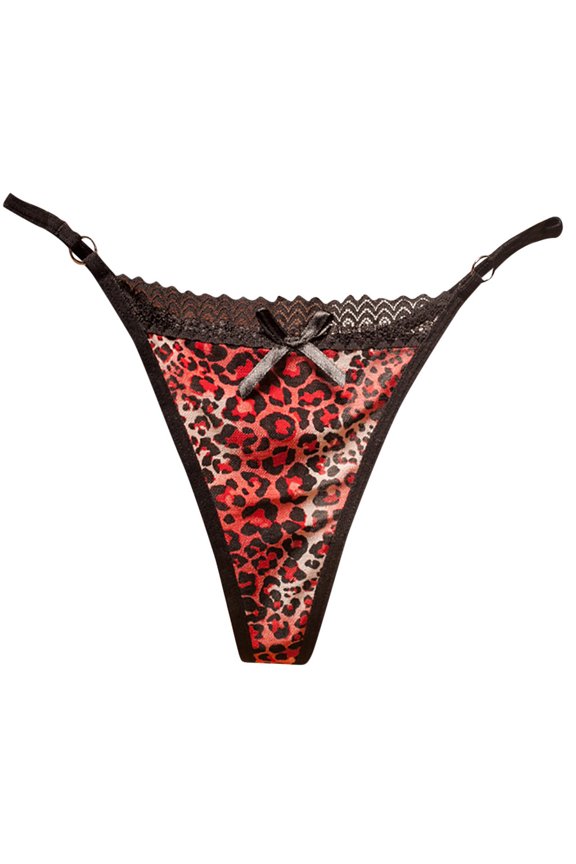 Lingerie for Women Sheer Mesh Panties for Women Lace Leopard Briefs Thongs Underwear for Confidence and Comfort Red One Size