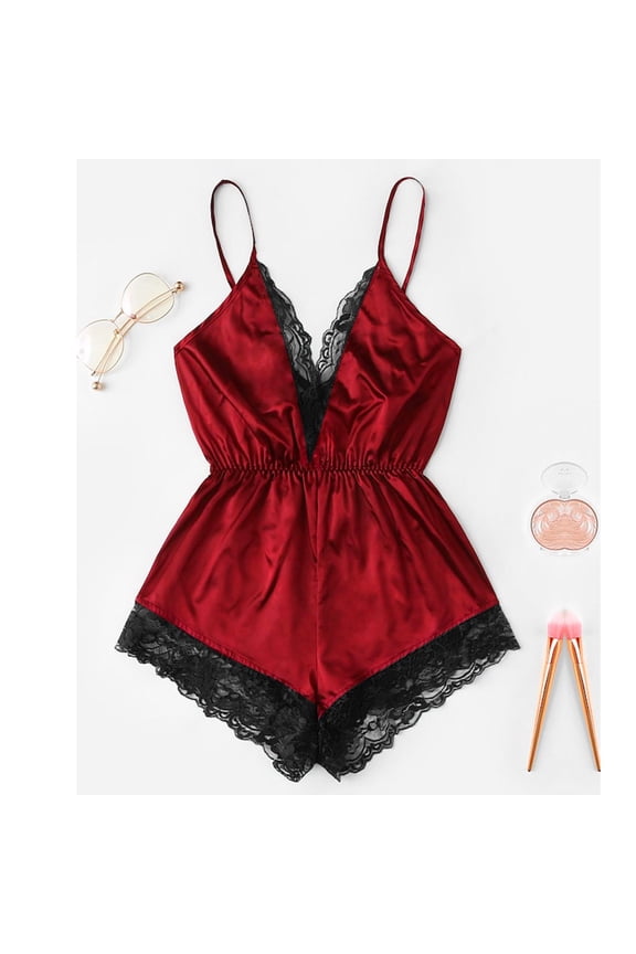 Lingerie for Women Strap Lace Dress Satin Dress for Women V-Neck Comfy Lounge Dress House Dresses for Women