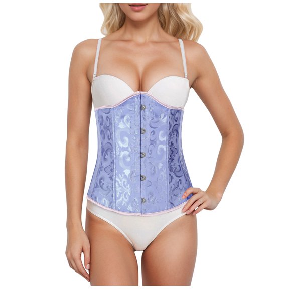 Lingerie for Women Underbust Corset Top for Women Floral Bustier Cincher with Waist Trimming and Overbust Support Shaping Bodice Blue 4XL
