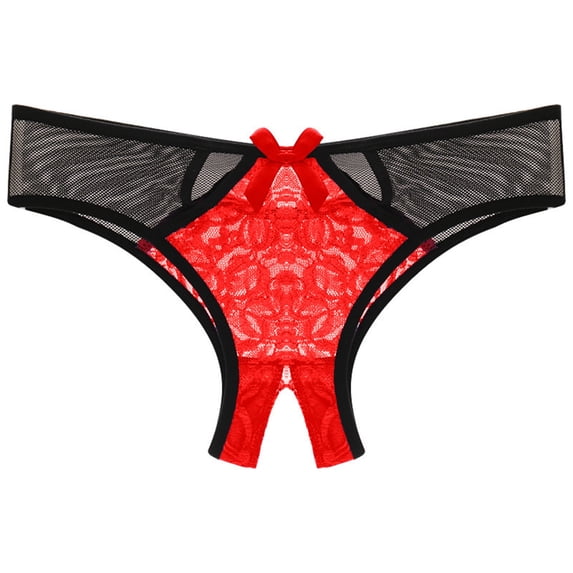Lingerie for Women Underpants Open Crotch Low Waist Lace Briefs Underwear Babydoll Breathable Panties