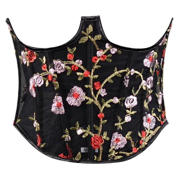Lingerie for Women Women's Summer Waist Cincher Embroidered Corset with Belt for Everyday Wear on Platform Black XL