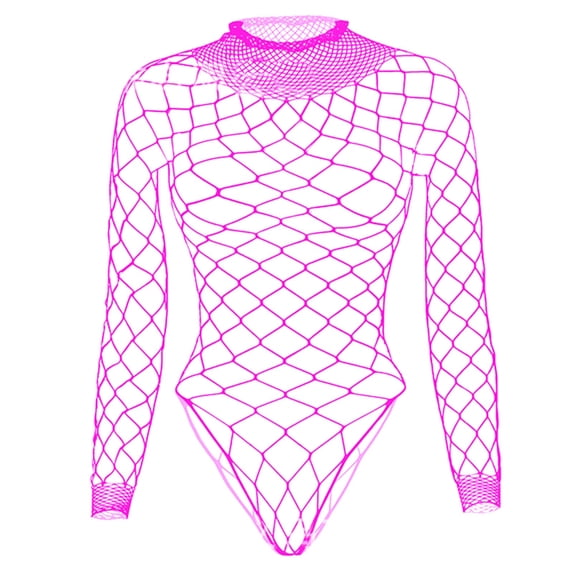 Lingerie for Women for Women Elegant Net Bodysuit with Sheer Mesh Design for Nightwear and Playful Romance Hot Pink M