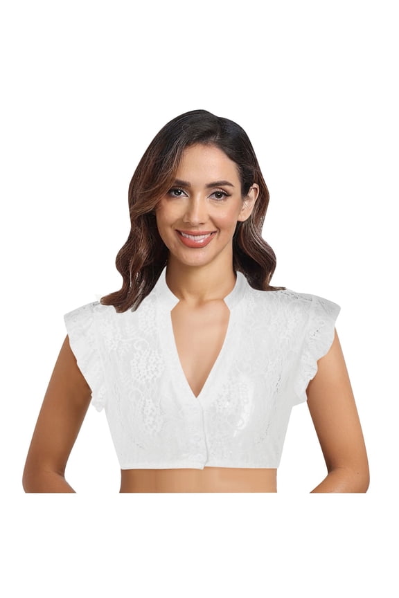 Lingerie for Women's Lace Vest Underwire Elegant Blouse for Oktoberfest Black Lace Vest Modern Sheer Top Ideal for Occasions White XXL