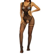 Lingerie plus Size Hell Bunny Suspenders Temptations Hollowed Out Perspective Fishing Net Jumpsuit Pajamas
