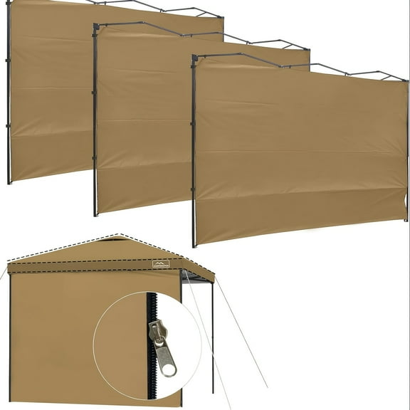 Lingjue Instant 10X10 Canopy Sidewalls with Zipper for Pop Up Canopy Frame, 3Pack Sunwalls fit 10' Outdoor Canopies with Straight Leg (White)