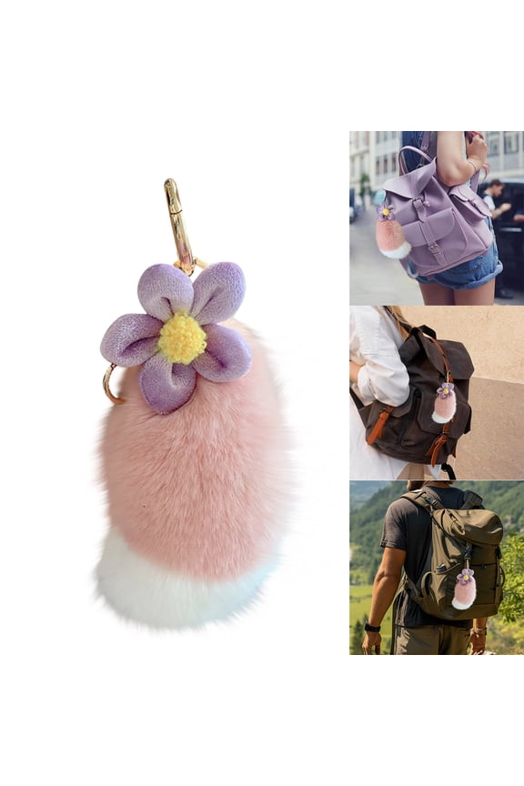 Lingna Belle Adorable Tail Bag Pendant Keychain Cute Flower Design Anime Collectible Accessory for Fans
