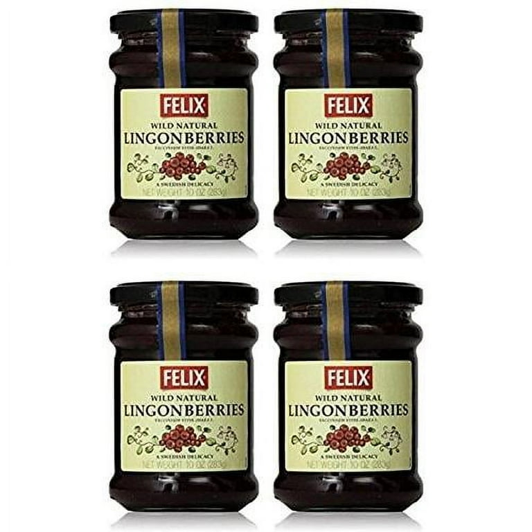 Felix Lingonberry Jam 10-Ounce Pack Of 4 - Traditional Swedish Berry Preserve For Meatballs Desserts