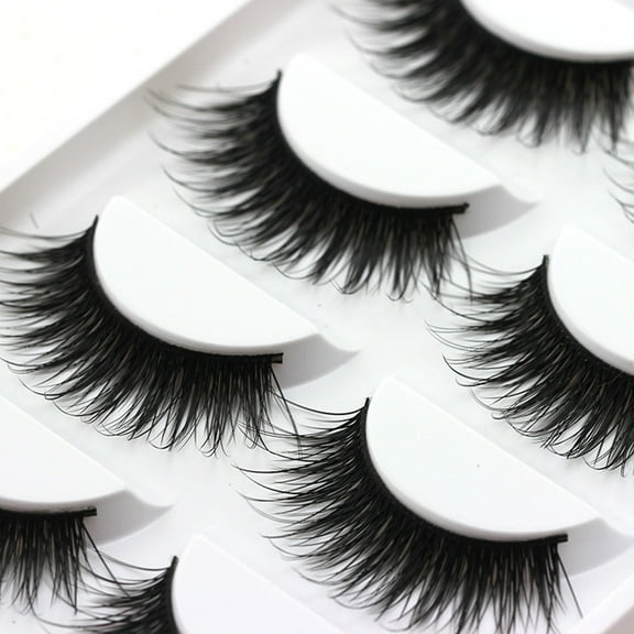 Lingouzi 5 Pairs Thick False Fake Eyelashes Eye Lashes Makeup Extension