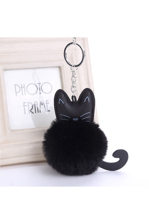 Artificial Fur Fluffy Cat Key Chain Key Ring Handbag Car Pendant Charm Fashion