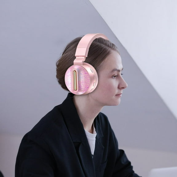 Lingouzi Bluetooth Headphones Over-Ear - Foldable Wireless Head-Mounted Bluetooth Headset, Metal Chip Bluetooth FM Pluggable Card, With Light, HiFi Stereo Headphones with Microphone