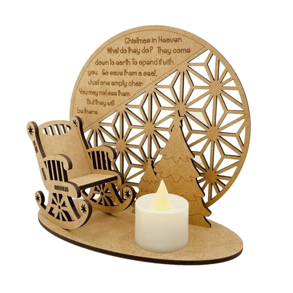 Lingouzi Christmas Tree Memorial Candle Holders Diy Wooden Ornaments, Christmas Rocking Chair In Heaven Christmas Angel Poem In Memory Of A Loved One, Merry Christmas In Tealight Candlestick Holders