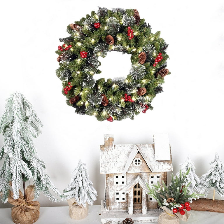 Artificial Christmas Wreaths For Front Door - Decorated With