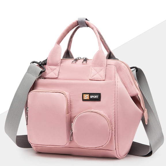Lingouzi Convertible Diaper Bag Backpack with Multi-Pocket Design, Waterproof Oxford Cloth, Pink