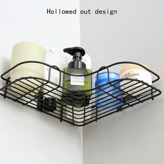 Lingouzi Corner Shelf For Bathroom, Bathroom Corner Rack, Hole-Free Household Kitchen Bathroom Storage Rack, Wash Table Traceless Wall Hanging, Tripod
