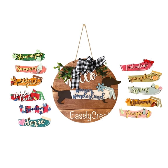 Lingouzi DIY Interchangeable Welcome Sign, Interchangeable Dog Clothes Door Plate Seasonal Welcome Signs,A Variety of Festival Doorplates are Hung with Signs Seasonal Pendants