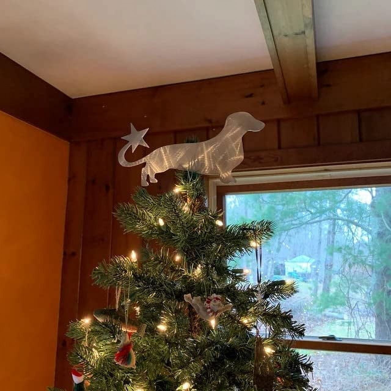 Lingouzi Dachshund Dog Star Christmas Tree Decoration, 0.6*5.9INCH/27x5cm Christmas Tree Home Decoration for Christmas Tree Decora