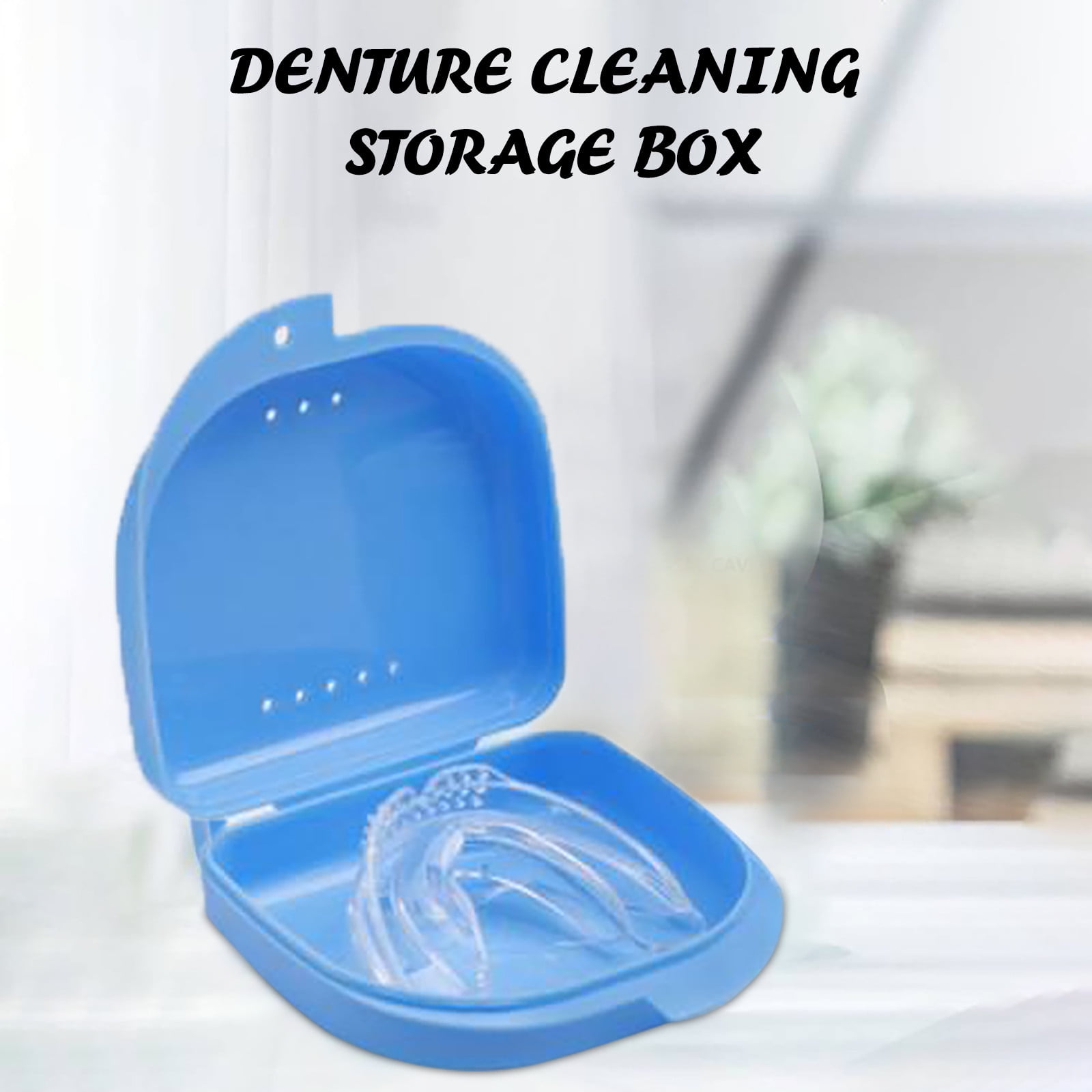Lingouzi Denture Bath Box Case False Teeth Appliance Container Storage