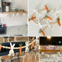 Lingouzi Easter Bunny Carrot Garland, Felt Garland With Wooden Beads For Festive Ornament Easter Banner Hanging Decorations