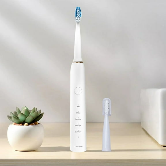 Lingouzi Electric Toothbrush with 2 Brush Heads IPX7 Waterproof Rechargeable Electric Toothbrush 5 Modes 2-Mins Smart Timer 3 Hours Charging for 60 Days