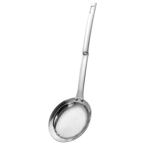 Lingouzi Fine Mesh Stainless Steel Colander, Stainless Steel Fat Skimmer Spoon with Long Handle, Fine Mesh Food Strainer for Grease, Gravy and Foam