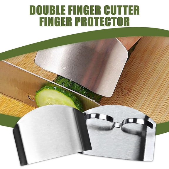 Lingouzi Finger Guards for Cutting, 2 Pcs Stainless Steel Finger Guards Finger Protector Avoid Hurting for Cutting, Dicing and Slicing, Kitchen Tool Finger Protectors for Chopping