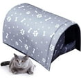 thumbnail image 1 of Lingouzi Outdoor Feral Cat Shelter Medium Outdoor Cat House with Pet Bed, Multi-color, 1 of 6