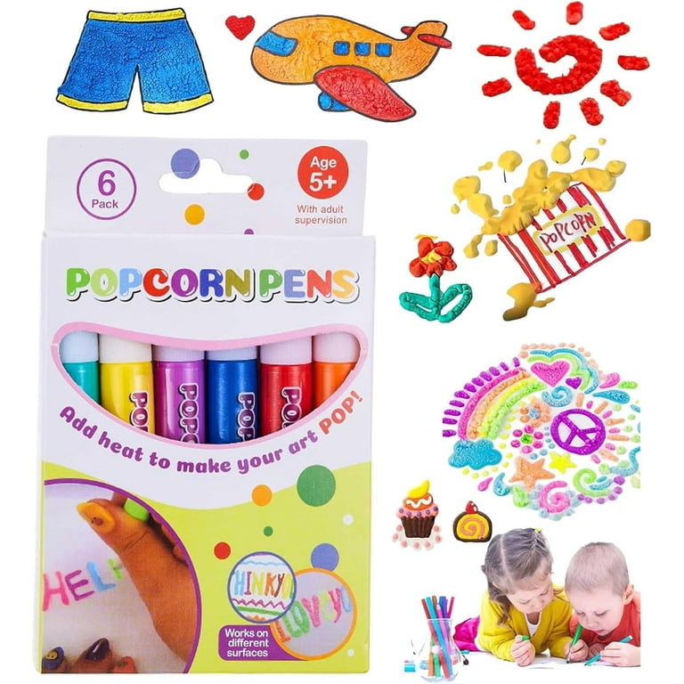Lingouzi Popcorn Pens, Magic Puffy Pens, DIY Bubble Popcorn Drawing Pens, Popcorn Color Markers, Magic Pen for Kids Birthday Christmas Gift, Size: 10