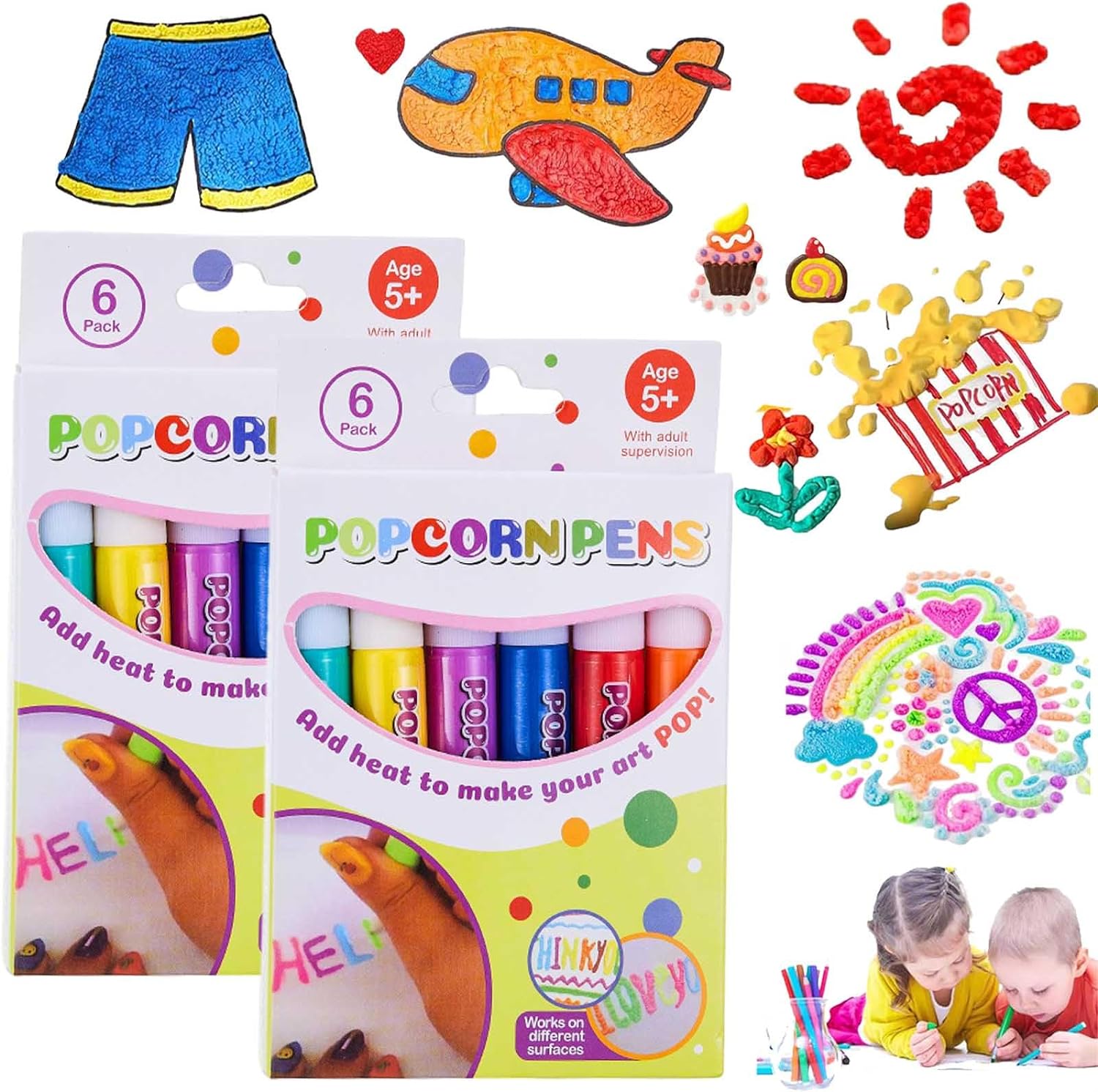 Lingouzi Popcorn Pens, Magic Puffy Pens, DIY Bubble Popcorn Drawing Pens,  Popcorn Color Markers, Magic Pen for Kids Birthday Christmas Gift 