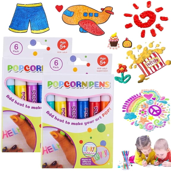 Lingouzi Popcorn Pens, Magic Puffy Pens, DIY Bubble Popcorn Drawing Pens, Popcorn Color Markers, Magic Pen for Kids Birthday Christmas Gift