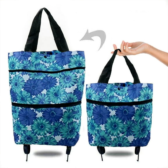 Lingouzi Portable Shopping Wheel Bag Tug Bag Telescopic Roller Bag Supermarket Shopping Bag Shopping Cart Foldable Backpack