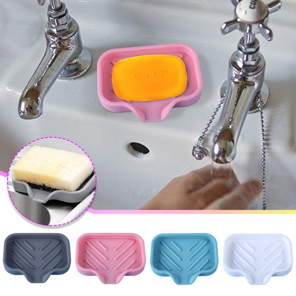 Lingouzi Silicone Soap Sponge Holder For Sink Countertop Sink Storage Tray For Kitchen Or Bathroom