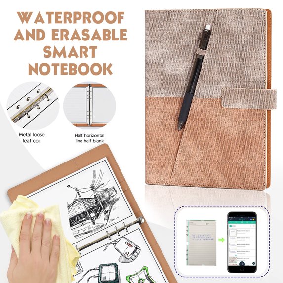 Lingouzi Smart Reusable Notebook, A5, Waterproof, 7.9in x 5.5in, 60 Pages