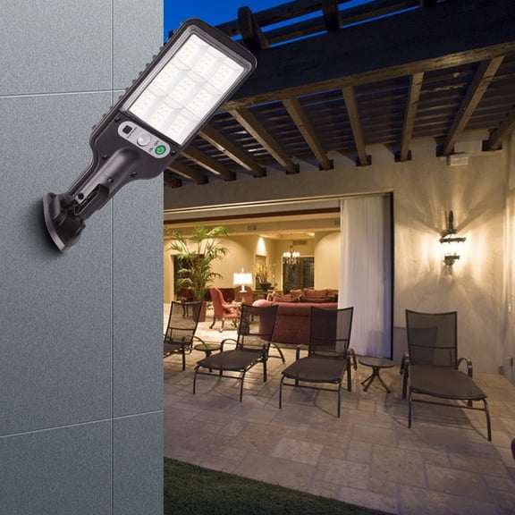 Lingouzi Solar Street Light, Solar Street Light IP65 Waterproof Outdoor Solar Powered Street Lights Dusk To Da-wn With Motion Sensor LED Security Flo-od Light For Parking Lot, Drive-way