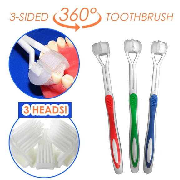 Lingouzi Special Needs 3 Sided Toothbrush 360 Surround Toothbrush Complete Coverage Adult