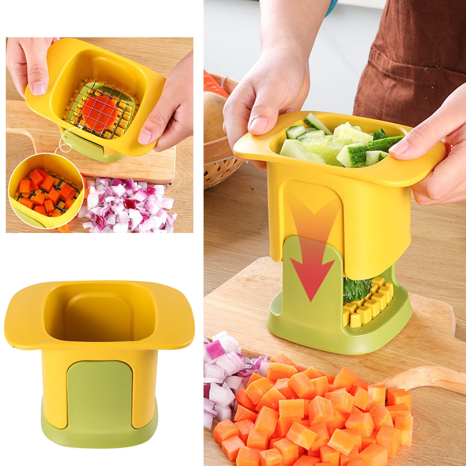 Vegetable Chopper Manual Hand, Multifunctional Food Choppers, Onion Vegetable Dicer, Fruit & Vegetable Cutter Cubes, Veggie Chopper with Stainless