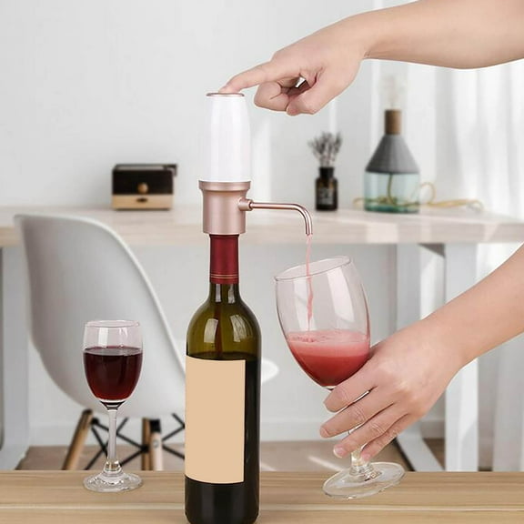 Lingouzi White Electric Wine Aerator Pourer, Electric Wine Dispenser, Wine Airarator, Wine Pump, Wine Dispenser, Rechargeable with Micro USB Cable, Christmas Gifts for Wine Lovers