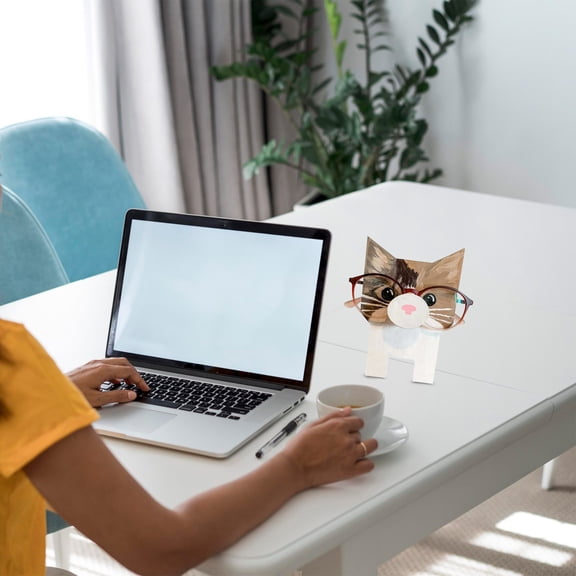 Lingouzi Wooden Creative Animal Glasses Holder, Cute Shaped Glasses Frame Home Office Desktop Decorv, Pet Glasses Frame, 6 * 5IN