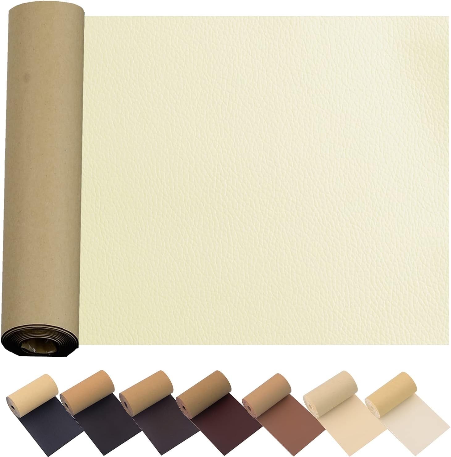 Lingsheng Leather & Vinyl Repair Patch Kit - 17x55 inch Large Self-Adhesive Fabric Fix for Couches, Sofas, Car Seats, Furniture Fix, Cuttable, Beige A