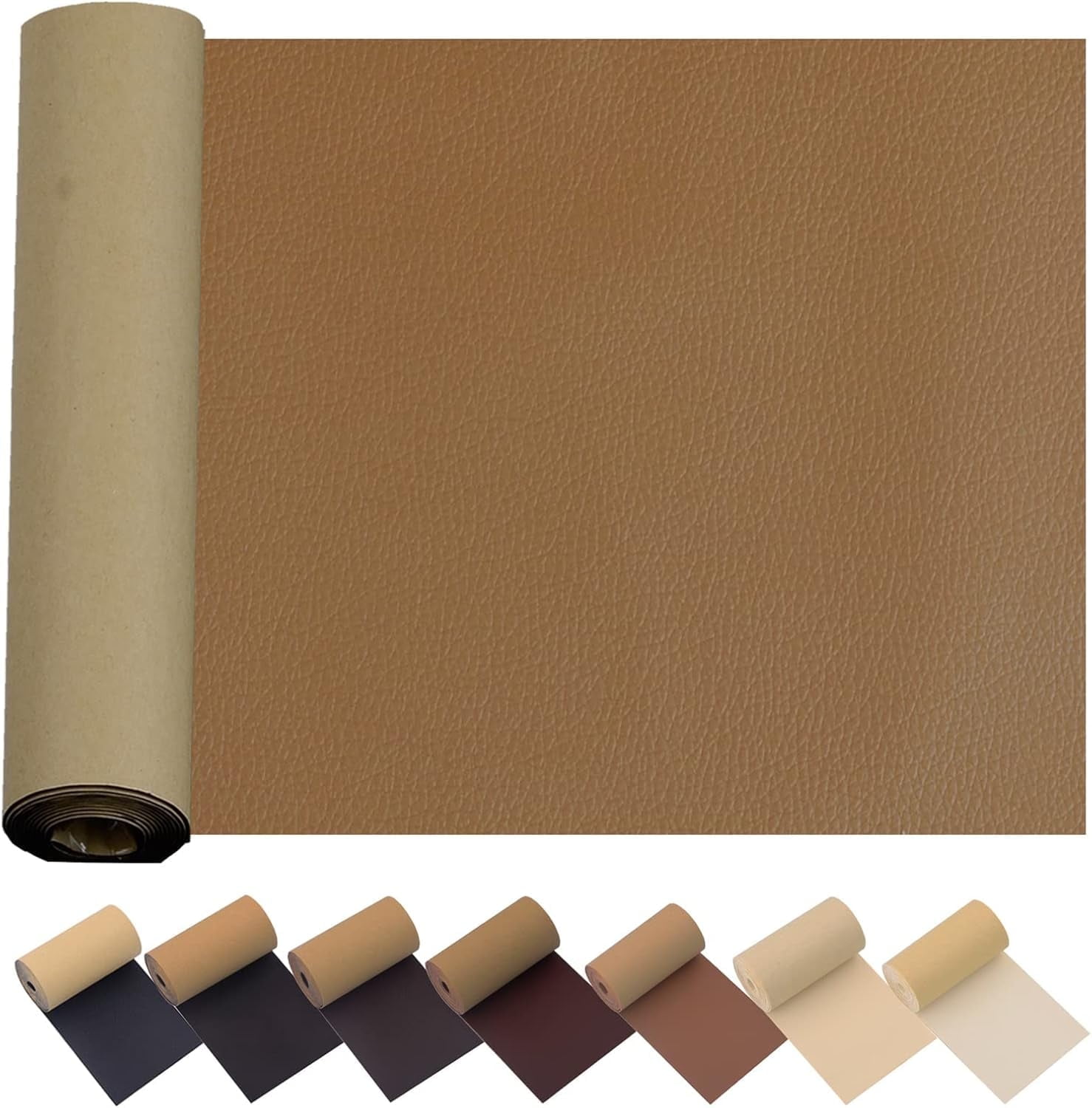Lingsheng Leather & Vinyl Repair Patch Kit - 17x55 inch Large Self-Adhesive Fabric Fix for Couches, Sofas, Car Seats, Furniture Fix, Cuttable, Brown C