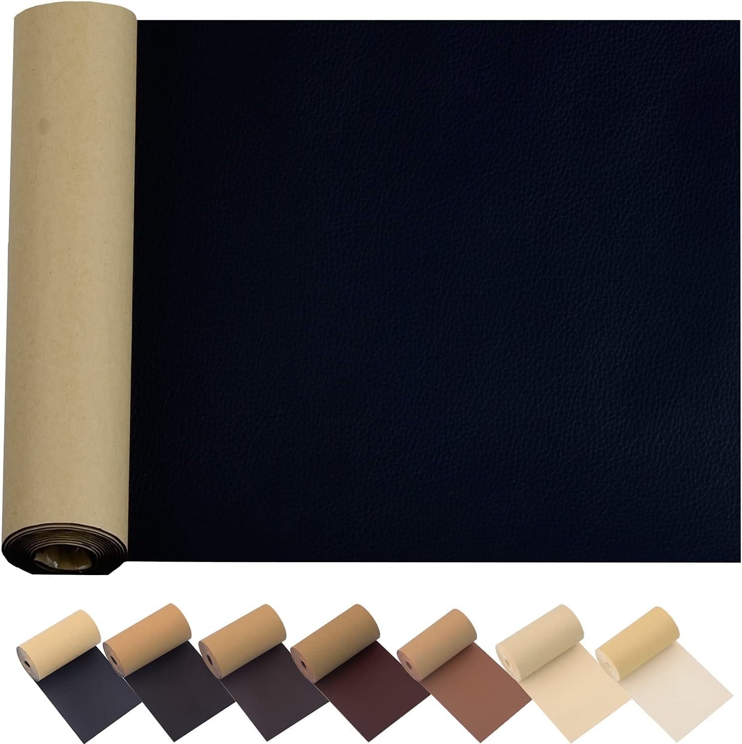 Lingsheng Leather & Vinyl Repair Patch Kit - 17x55 inch Large Self-Adhesive Fabric Fix for Couches, Sofas, Car Seats, Furniture Fix, Cuttable, Black
