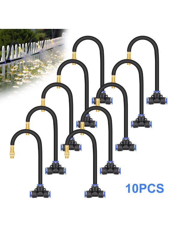 10pcs Drip Irrigation System Fittings, Garden Watering System Fittings, Misting Brass Nozzles for Garden Plant Lawn Courtyard Watering