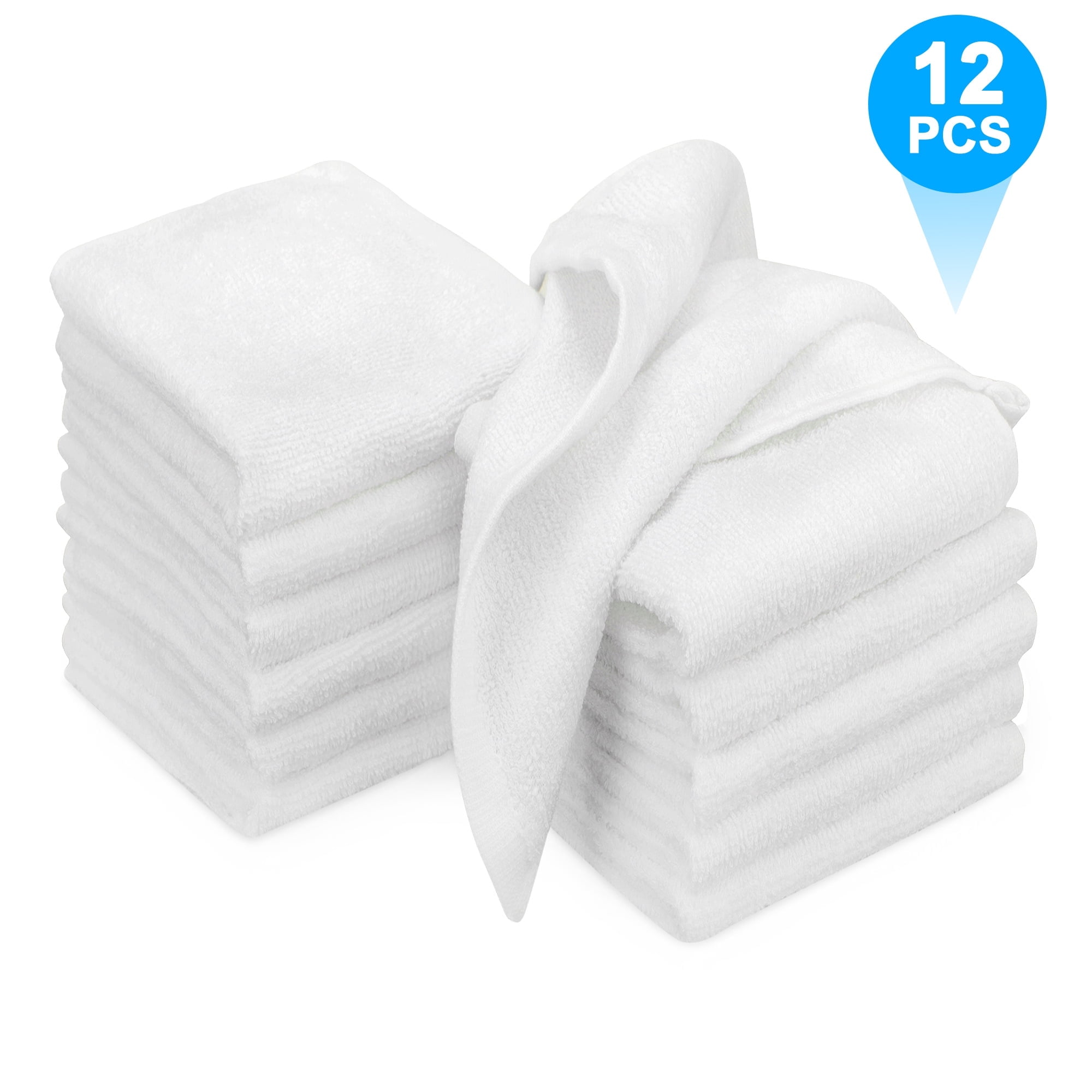 Lingsida 12pcs 100 Cotton Washcloths 10.5 x10.5 Absorbent Soft Face Towels White Walmart