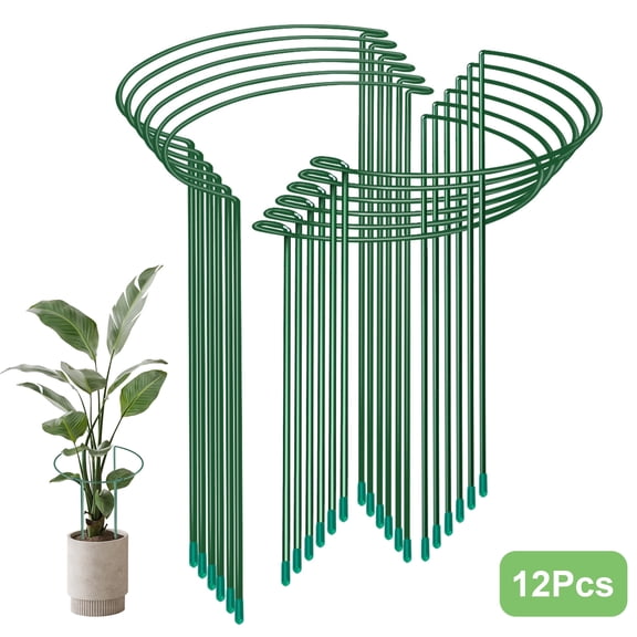 Lingsida 12pcs Tall Snake Plant Support Stakes, Half Round Peony Cages and Supports for Indoor Outdoor Plants, 10.2" Wx16" H