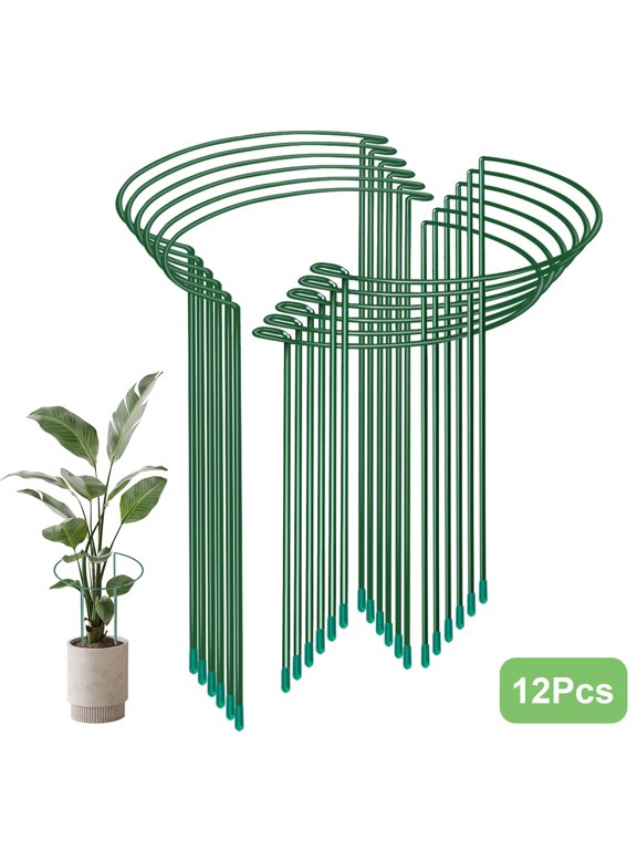 12pcs Plant Support Stakes, 16" Half-Round Snake Plant Stakes, Green