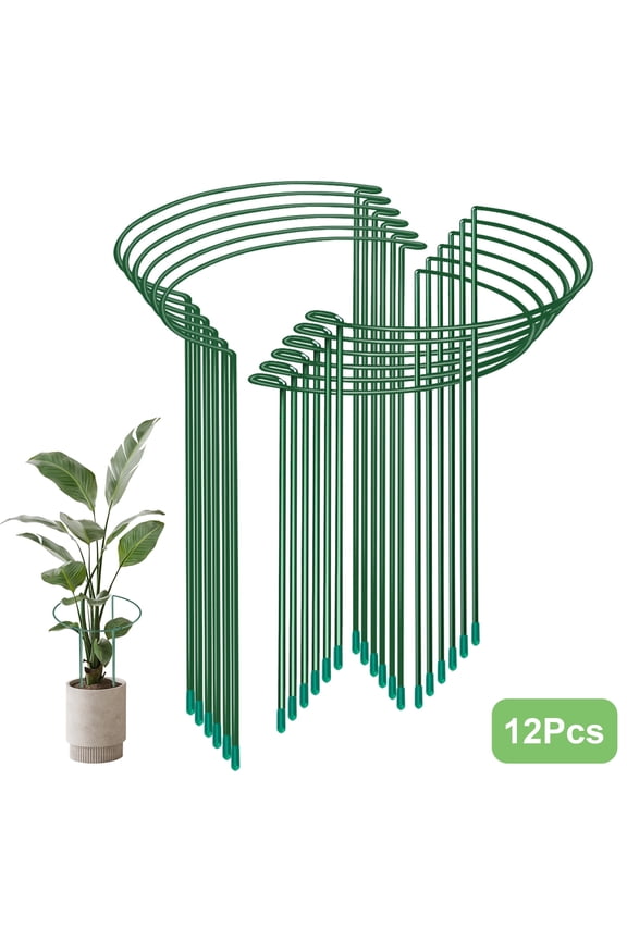 12pcs Tall Snake Plant Support Stakes, Half Round Peony Cages and Supports for Indoor Outdoor Plants, 10.2" Wx16" H