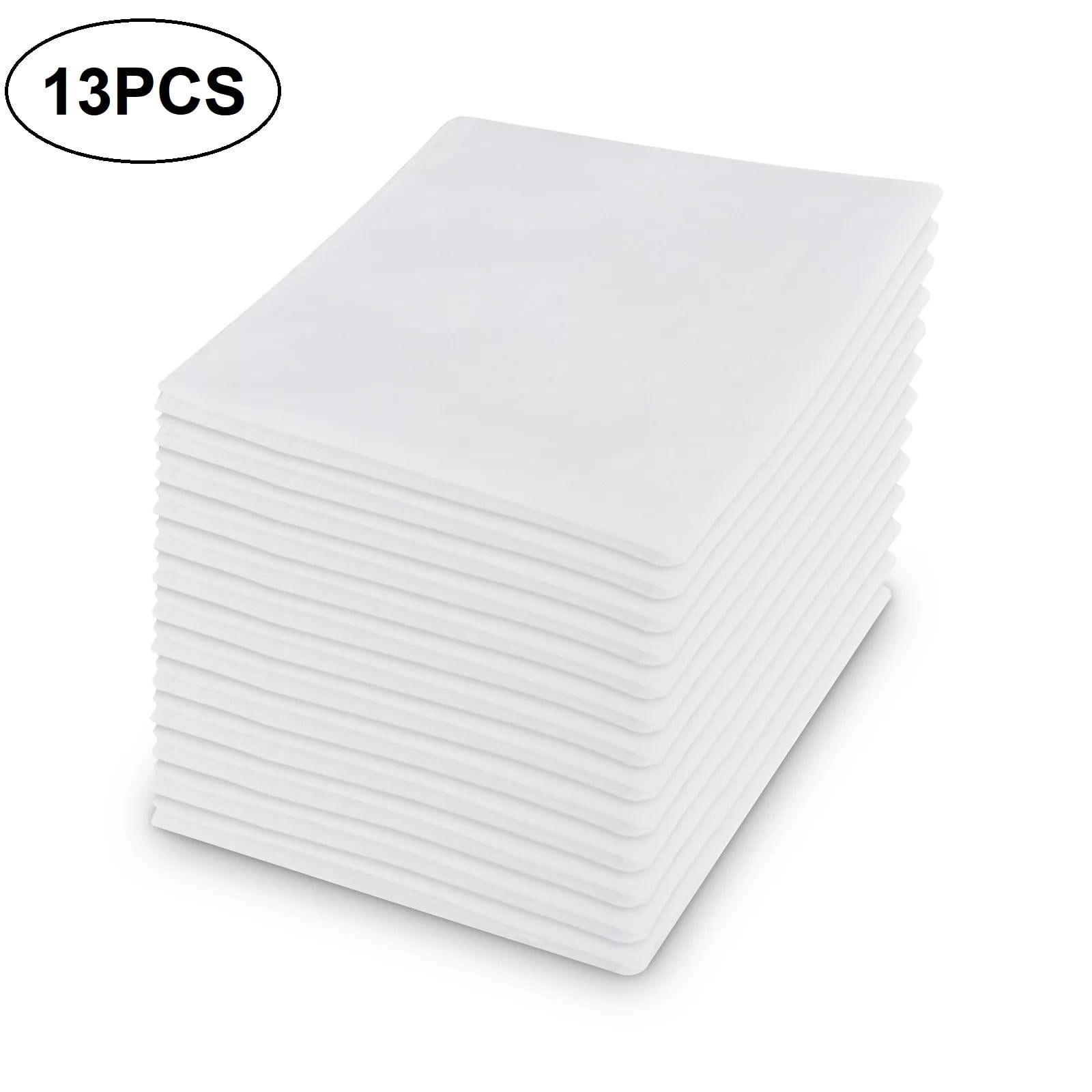 Lingsida 13pcs Men's Handkerchiefs, 100% Soft Cotton Hankies, White Pocket Square, 15 x 15''