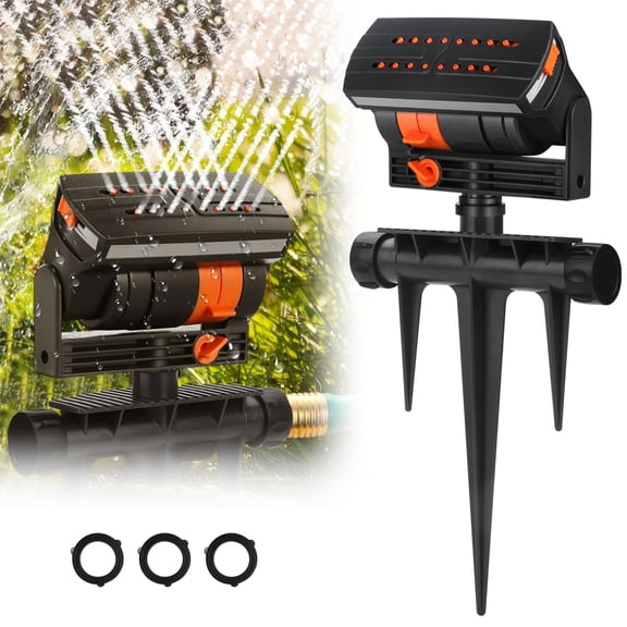 Lingsida 16-Nozzle Oscillating Sprinkler, Tripod Sprinkler, Adjustable Water Sprinklers for Lawn Yard Garden, Heavy Duty Automatic Irrigation System