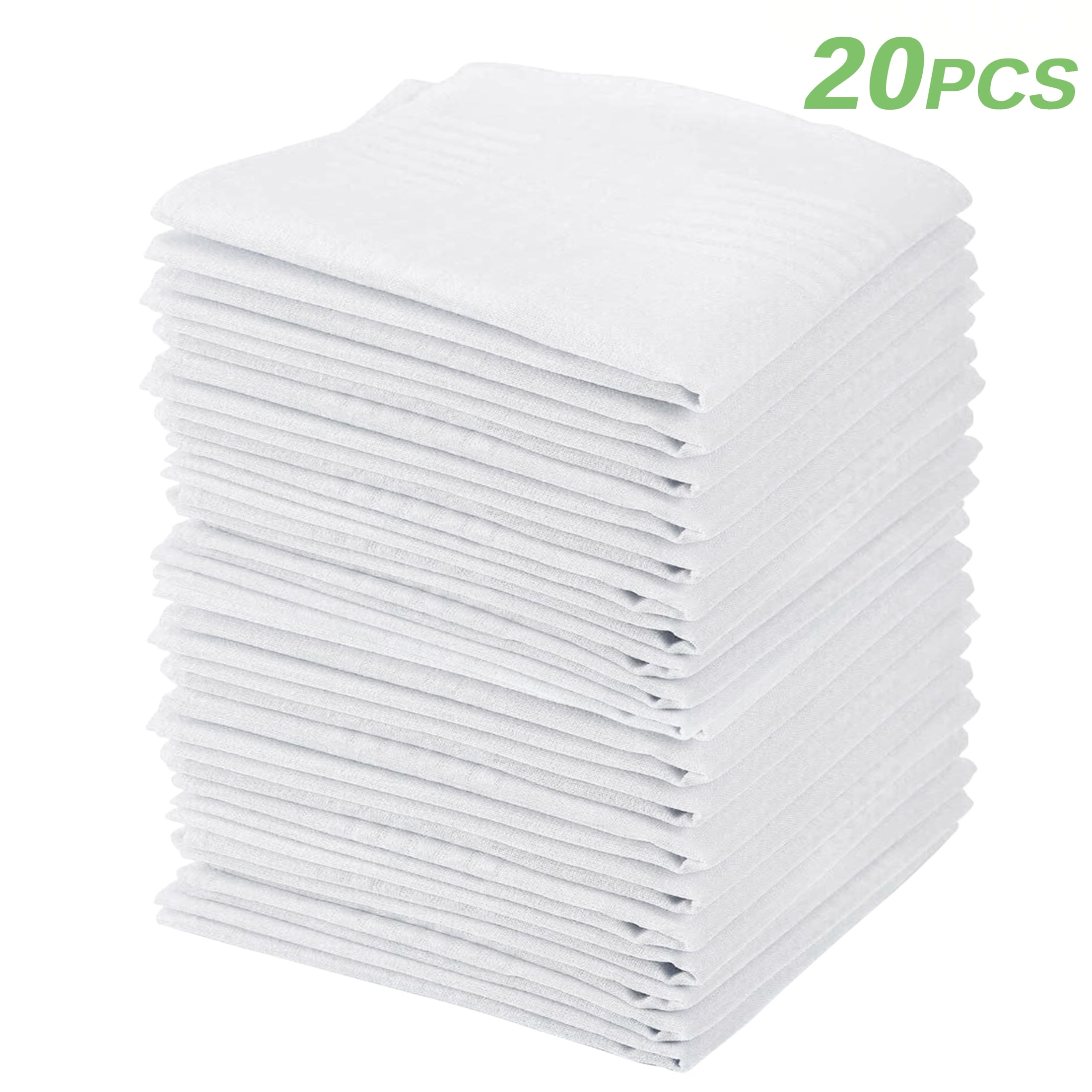 Lot De 12 Mouchoirs En Tissu Coton 40x40 Cm - Blanc, Pour Hommes Et Femmes, Occasions Formelles