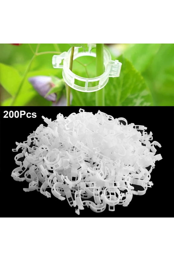 200pcs Plant Support Clips, Plastic Plant Clips for Climbing Plants, Tomato Clips Trellis for Tomato Cucumber Flower Squash Vine