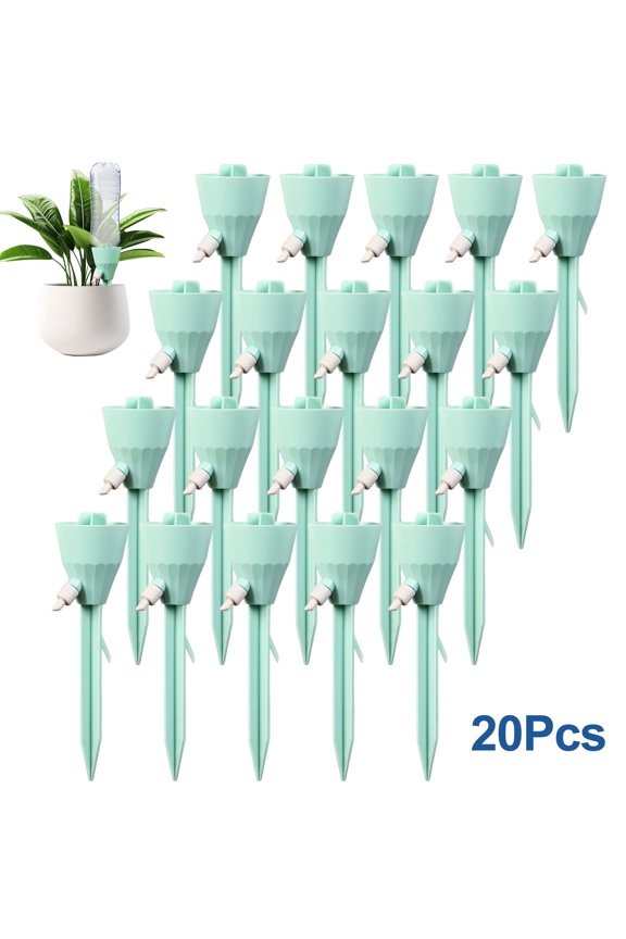 20pcs Plant Self Watering Spikes, 7" Adjustable Plant Watering Devices with Slow Release Control Switch Water Dripper, Watering Planter Insert, Automatic Plant Waterer for Vacations